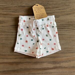 Kids White Fall Leaves Knit Shorts